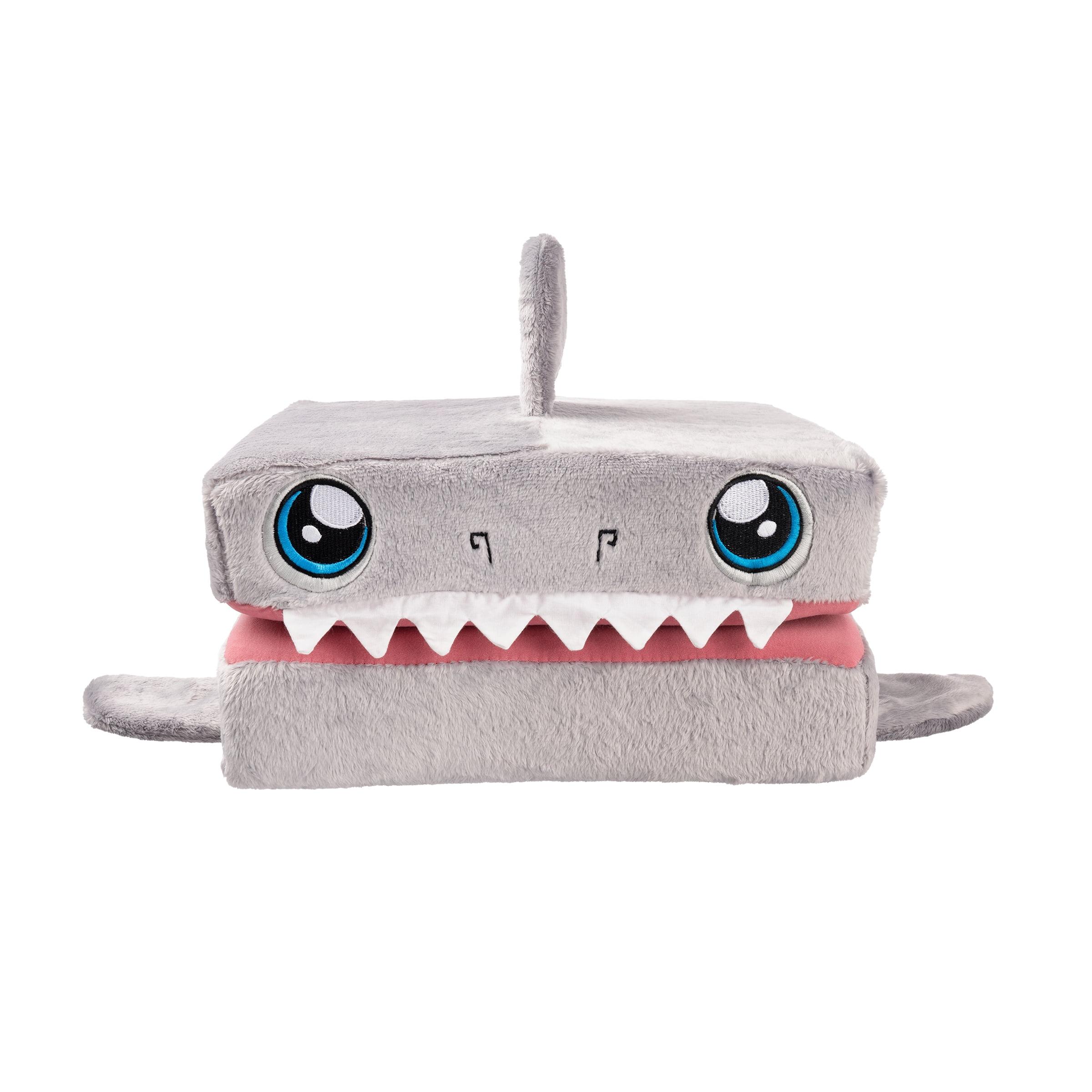 Pillow Cube Silly Shark 12" x 12" x 6" Pillow Cub, Kids' Memory Foam Bed Pillow for Side Sleeping Support, Grey
