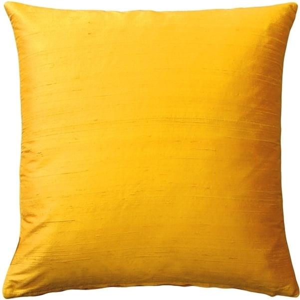 Pillow Decor Sankara Deep Yellow Silk Throw Pillow 16x16 Dupioni 100% Silk