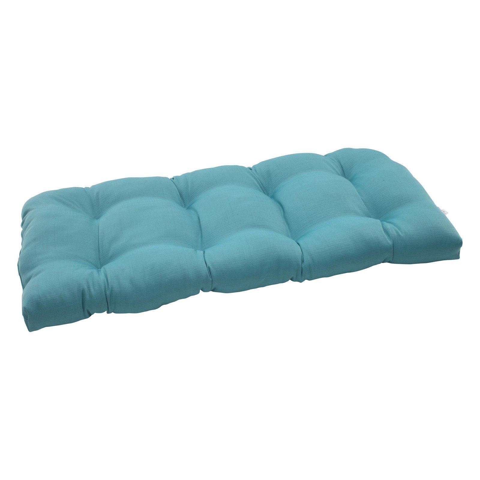 Forsyth Turquoise Tufted Wicker Loveseat Cushion