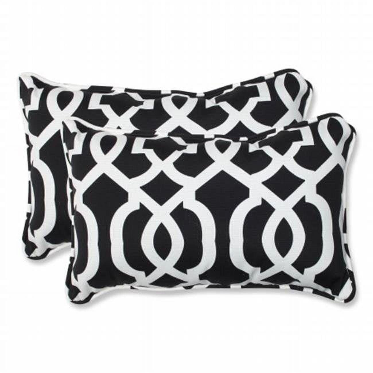 Black and White Geometric Outdoor Lumbar Pillow Set