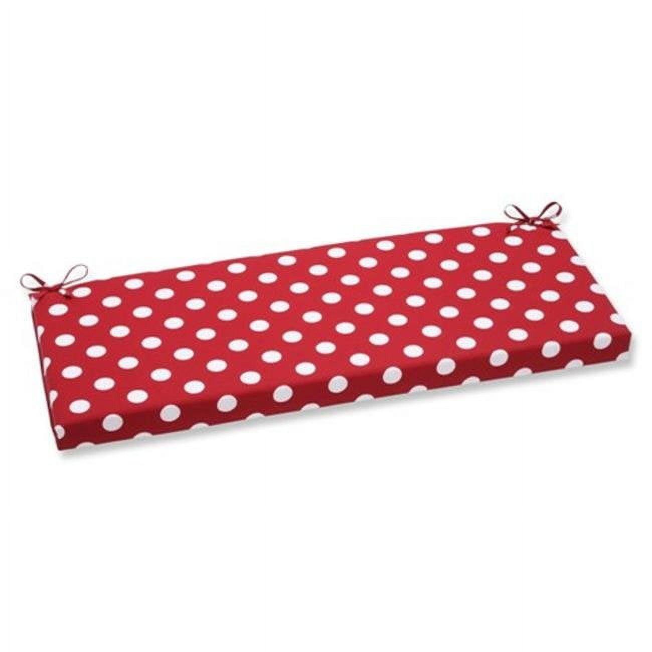 Cushy Polka Dot Red and White Outdoor Bench Cushion 46"