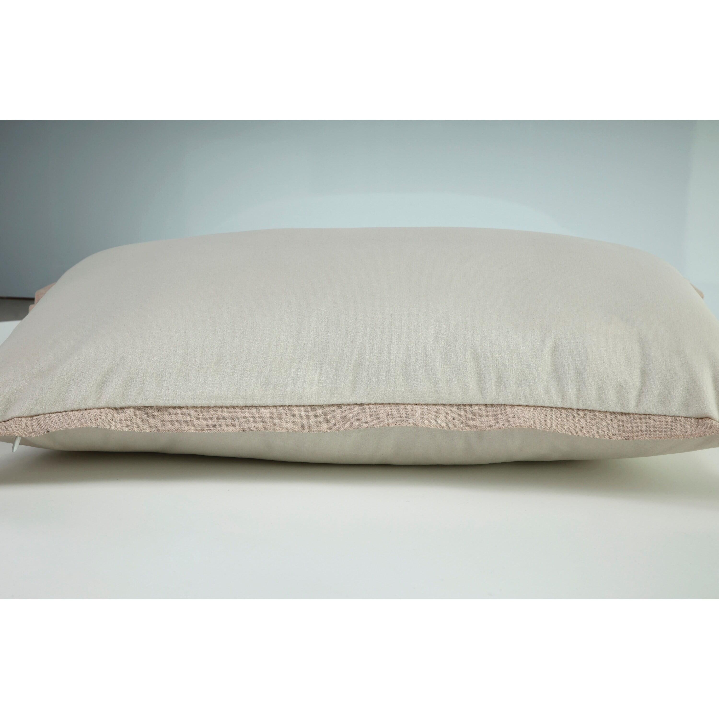 Ivory Velvet Flange Rectangular Lumbar Pillow with Feather Insert