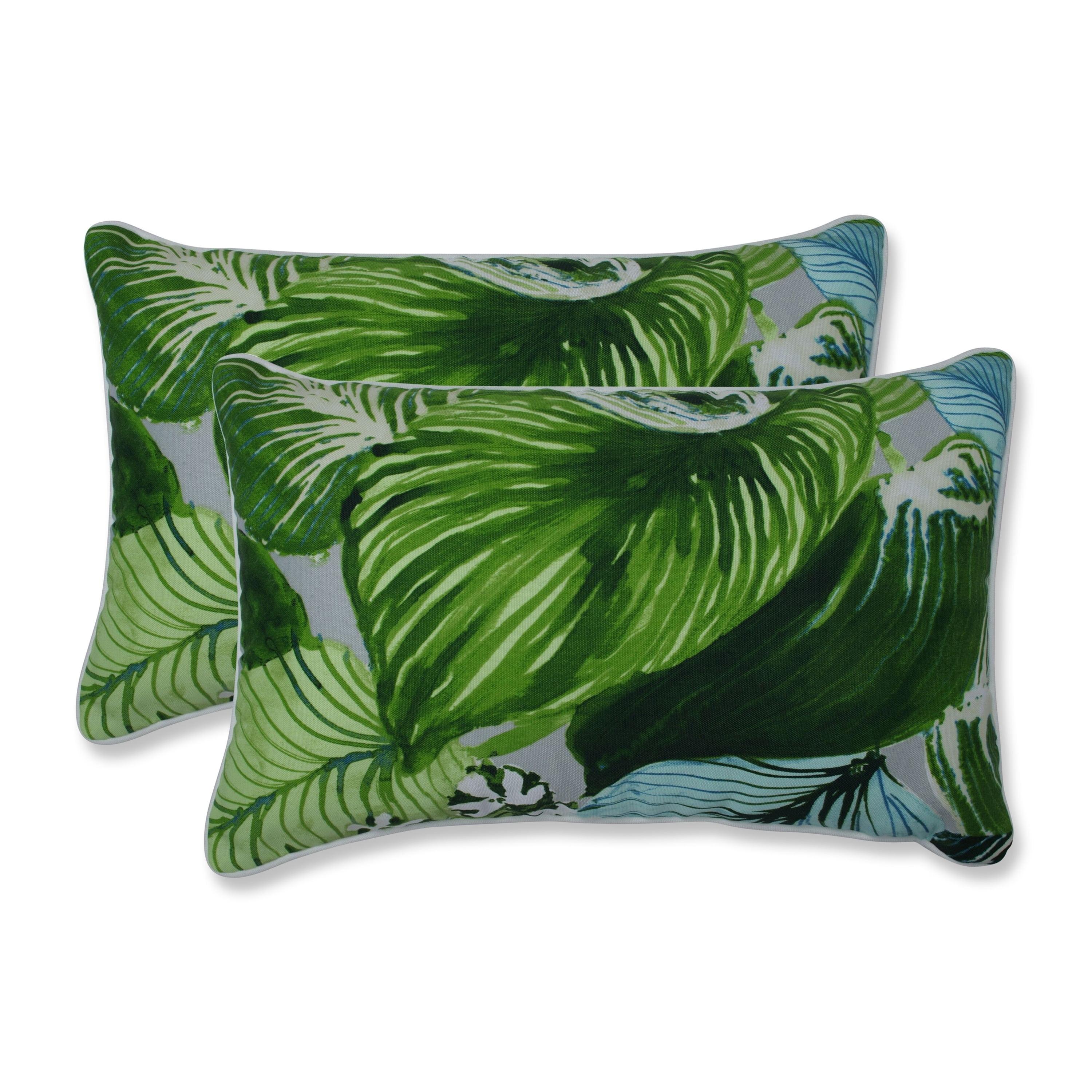Pillow Perfect Lush Leaf Jungle Indoor/Outdoor Reversible Throw Pillow (Set of 2)