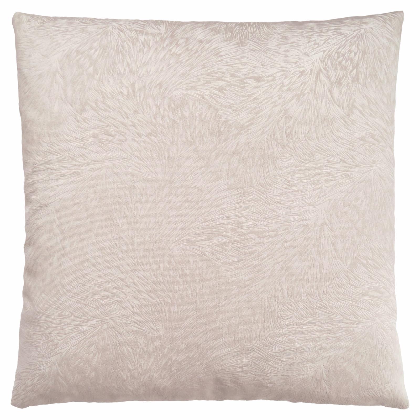 Beige Velvet Feathered Pattern 18" Square Accent Pillow