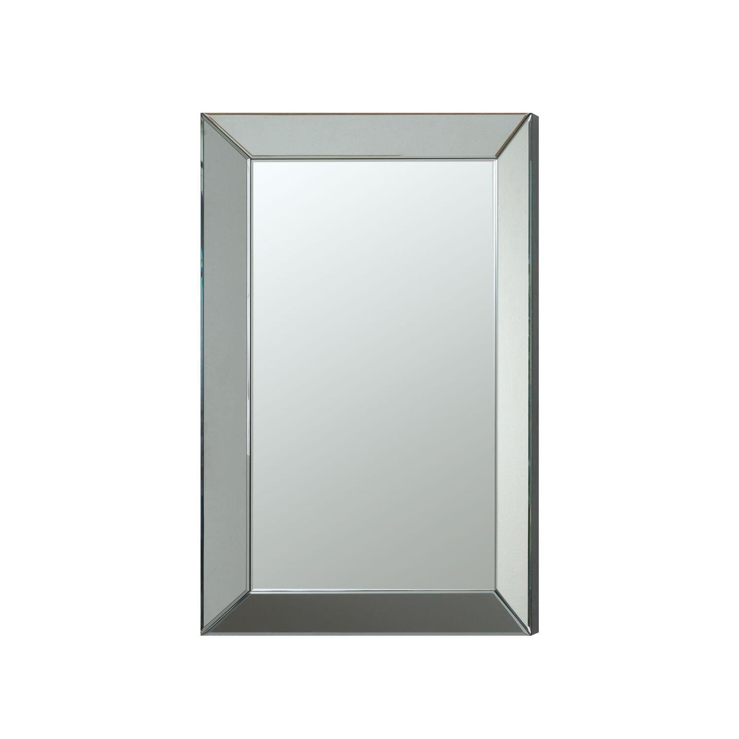 Silver Beveled Frameless Rectangular Wall Mirror