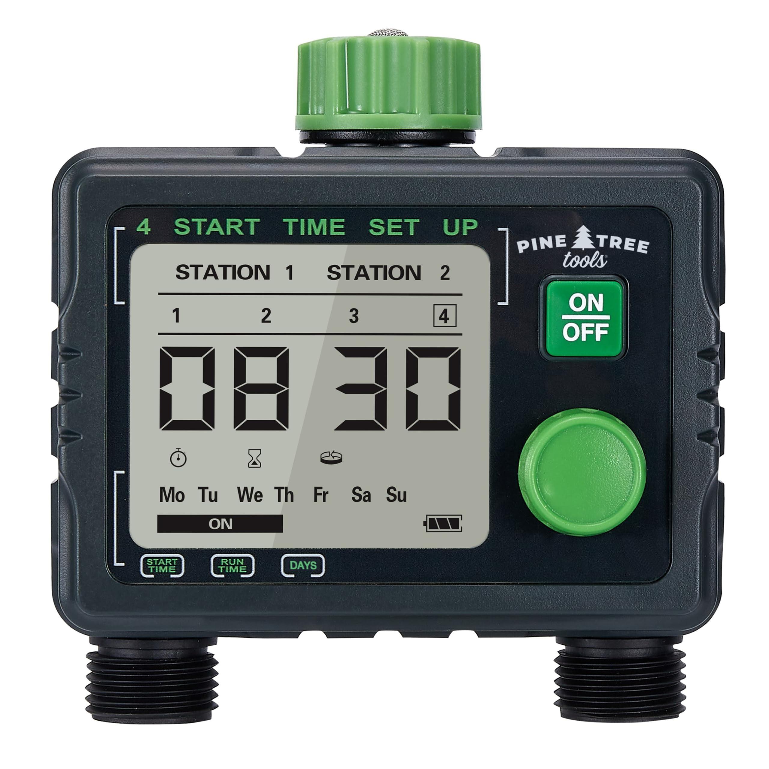 Programmable Black and Green 2-Outlet Hose Timer