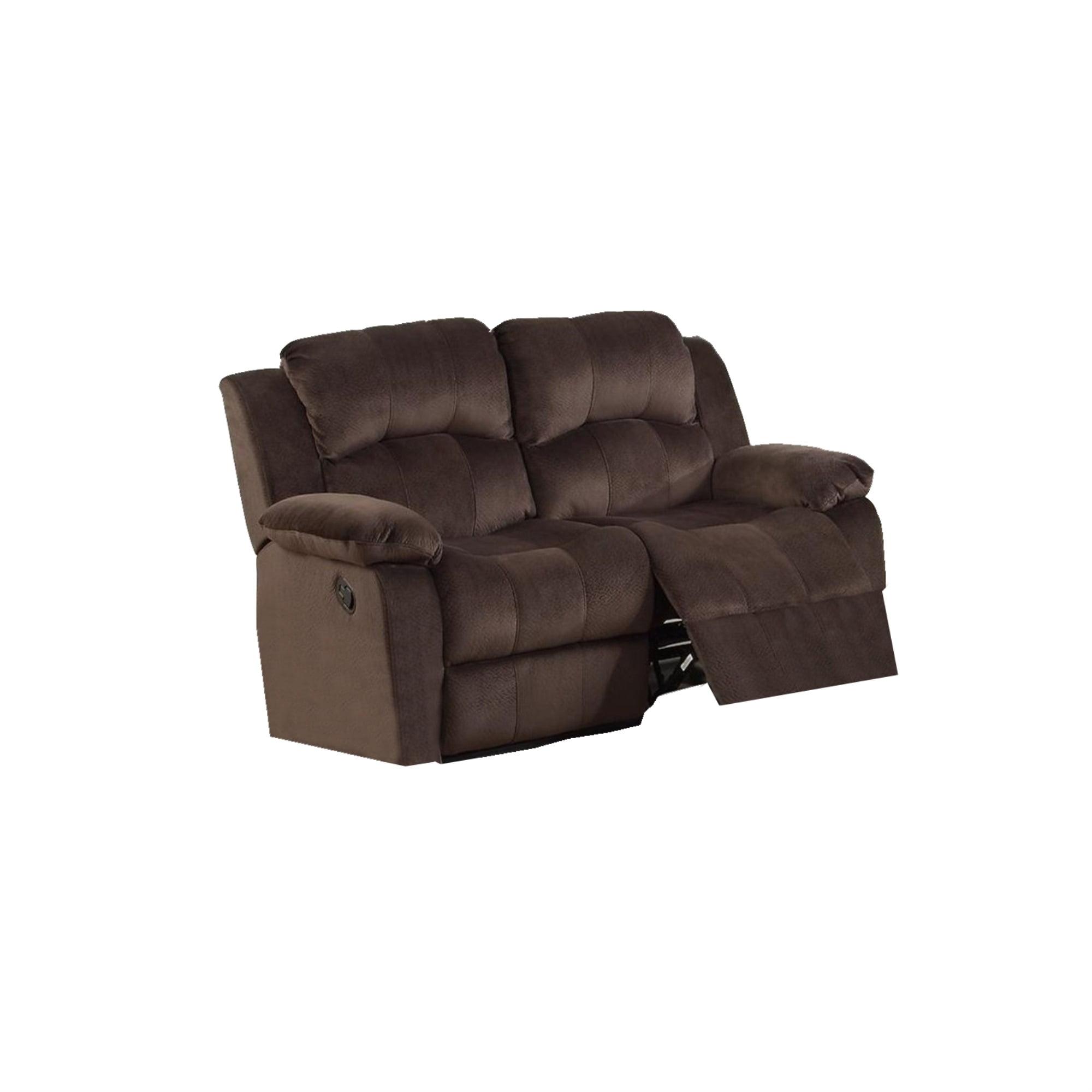 Pine Wood Reclining Loveseat With Padded Upholstery Brown