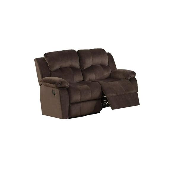 Pine Wood Reclining Loveseat With Padded Upholstery Brown