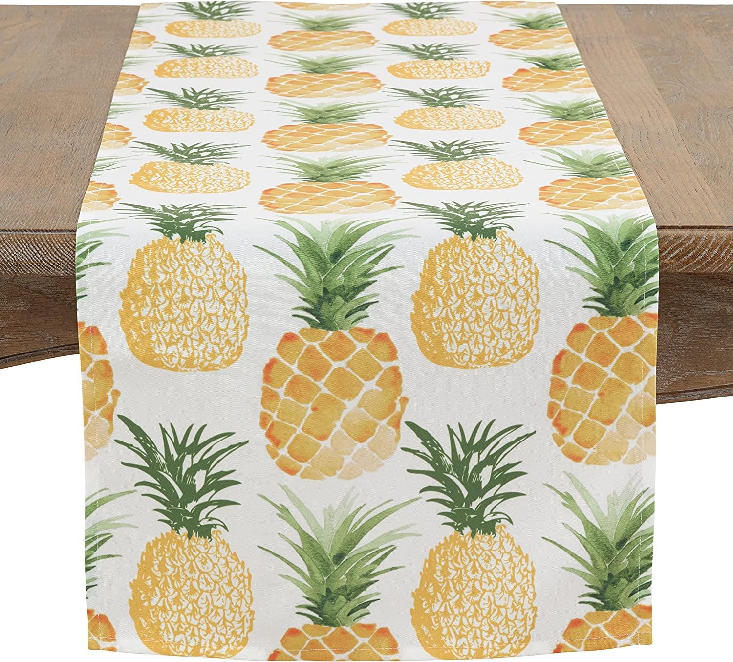 Golden Pineapple Print 16"x72" Polyester Table Runner