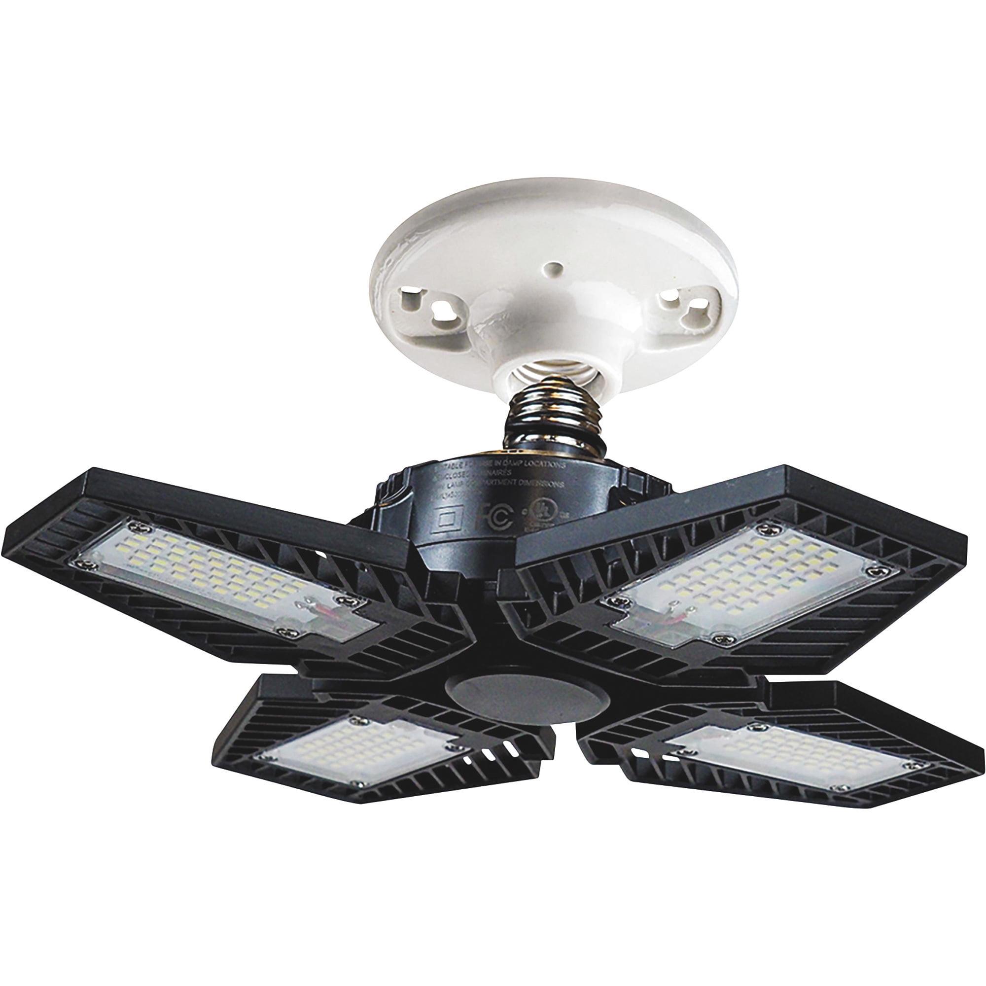 Black Aluminum 4-Panel Adjustable LED Garage Light