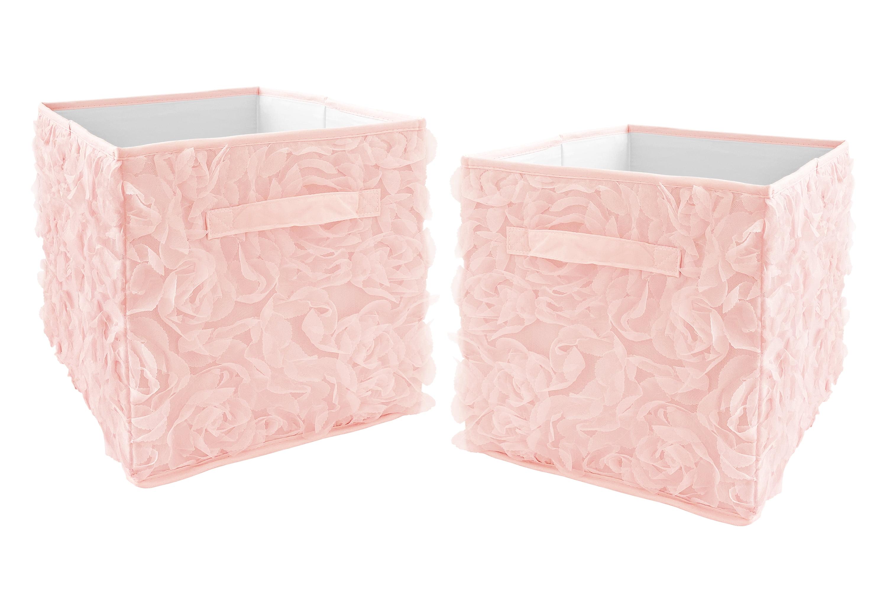 Blush Pink Floral Fabric Foldable Storage Cube Set