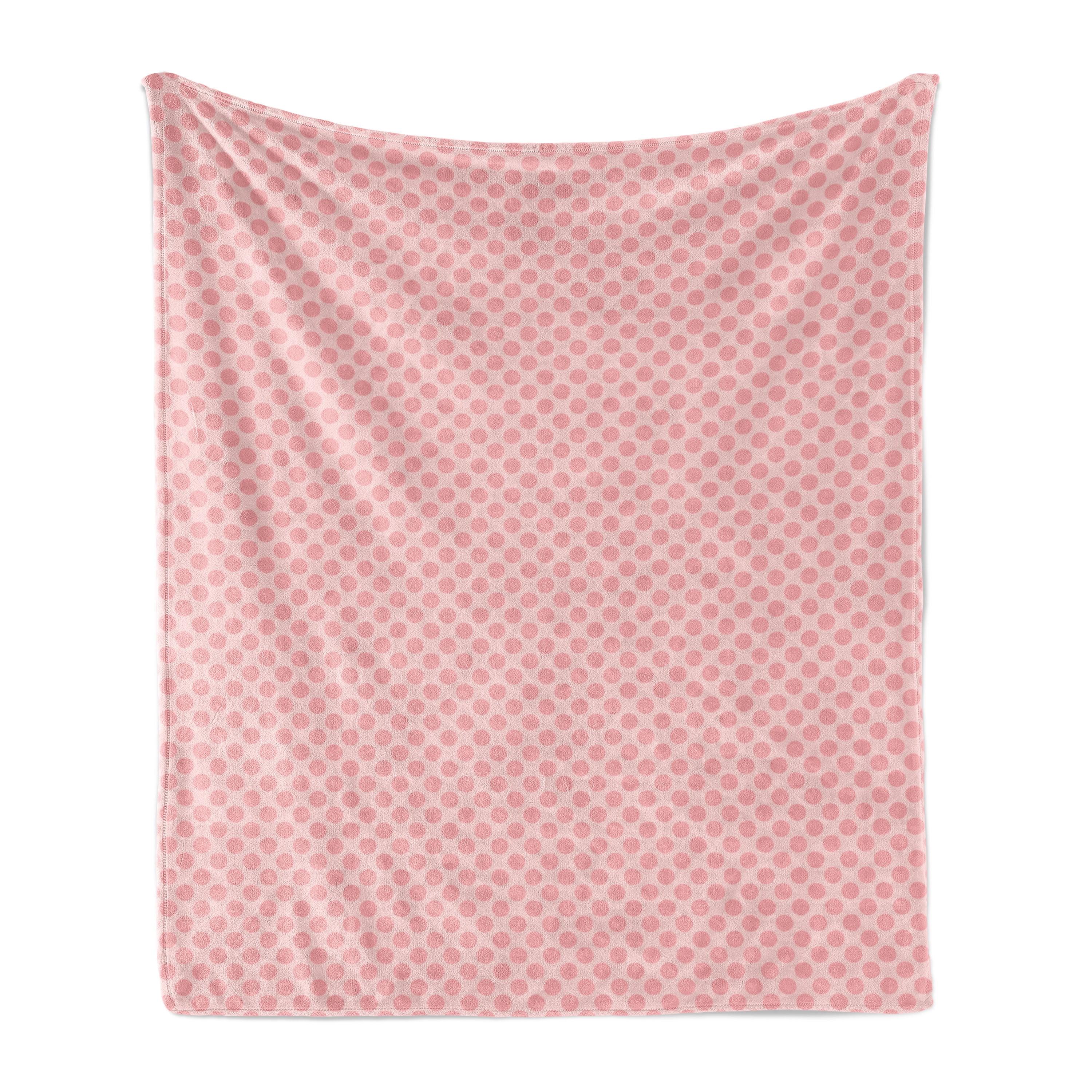 Ambesonne Pink Polka Dots Fleece Throw Blanket Spots Plain