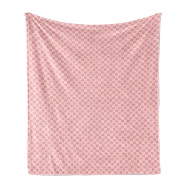 Ambesonne Ambesonne Pink Polka Dots Fleece Throw Blanket Spots Plain