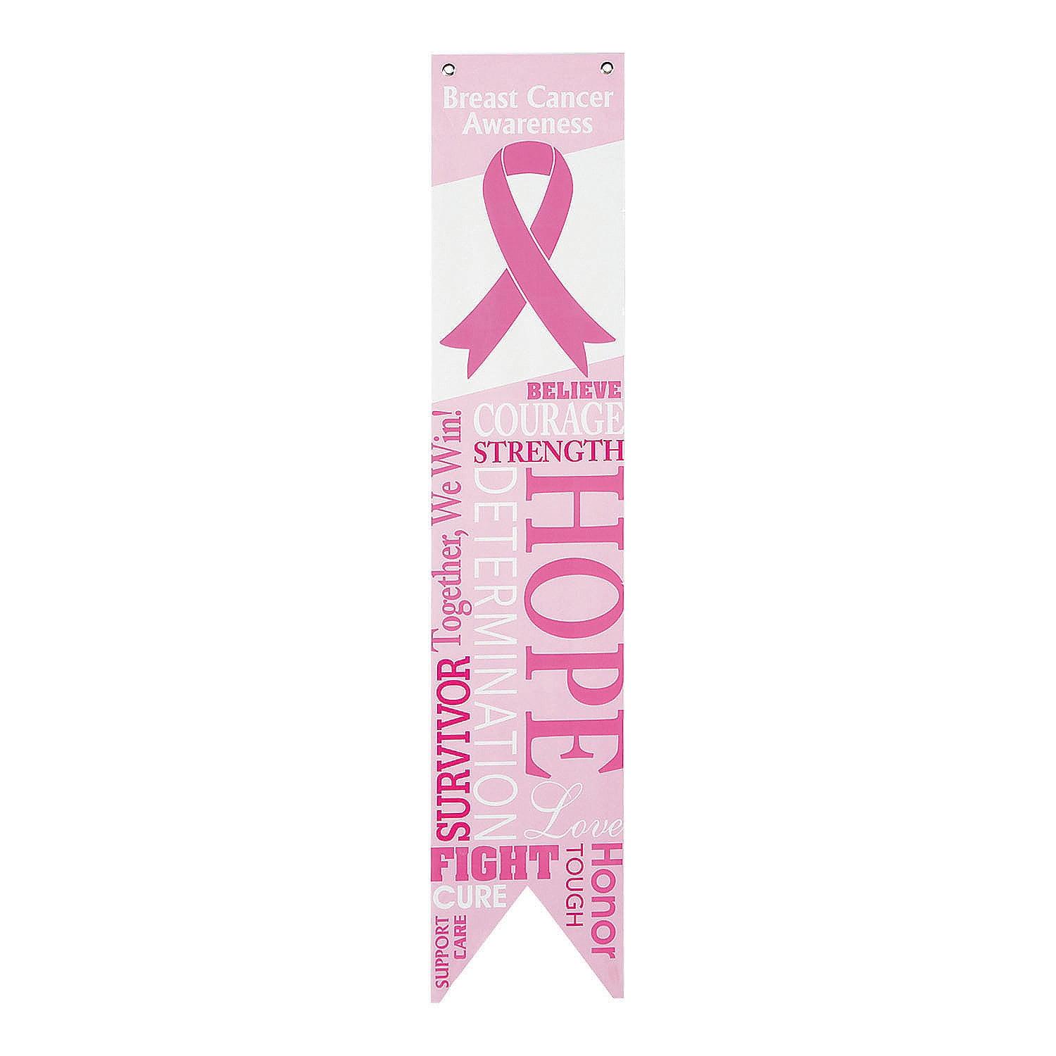 Pink Ribbon Wall Pennants, Party Decor, Awareness, 2 Pieces