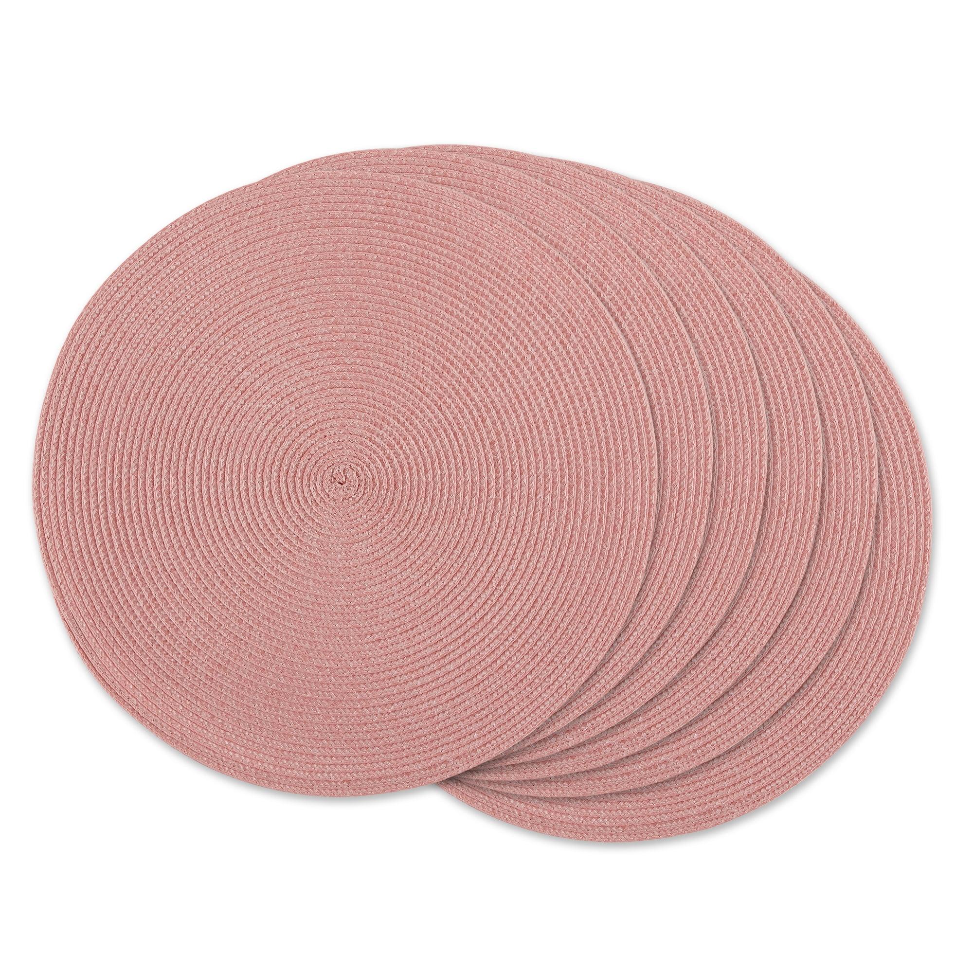 Pink Sorbet Round Woven Fabric Placemats, Set of 6