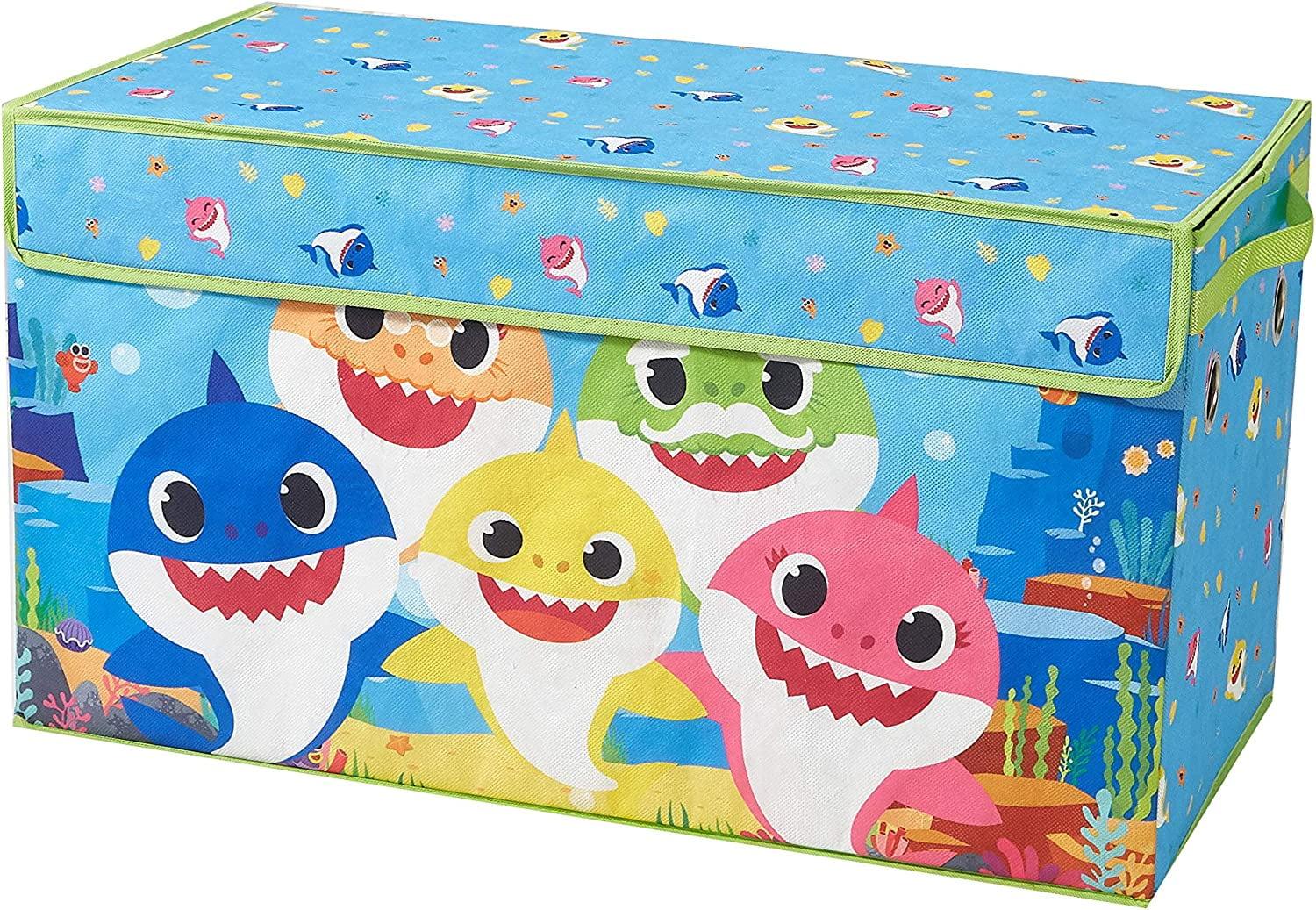 Baby Shark Blue Polyester Canvas Collapsible Toy Storage Trunk