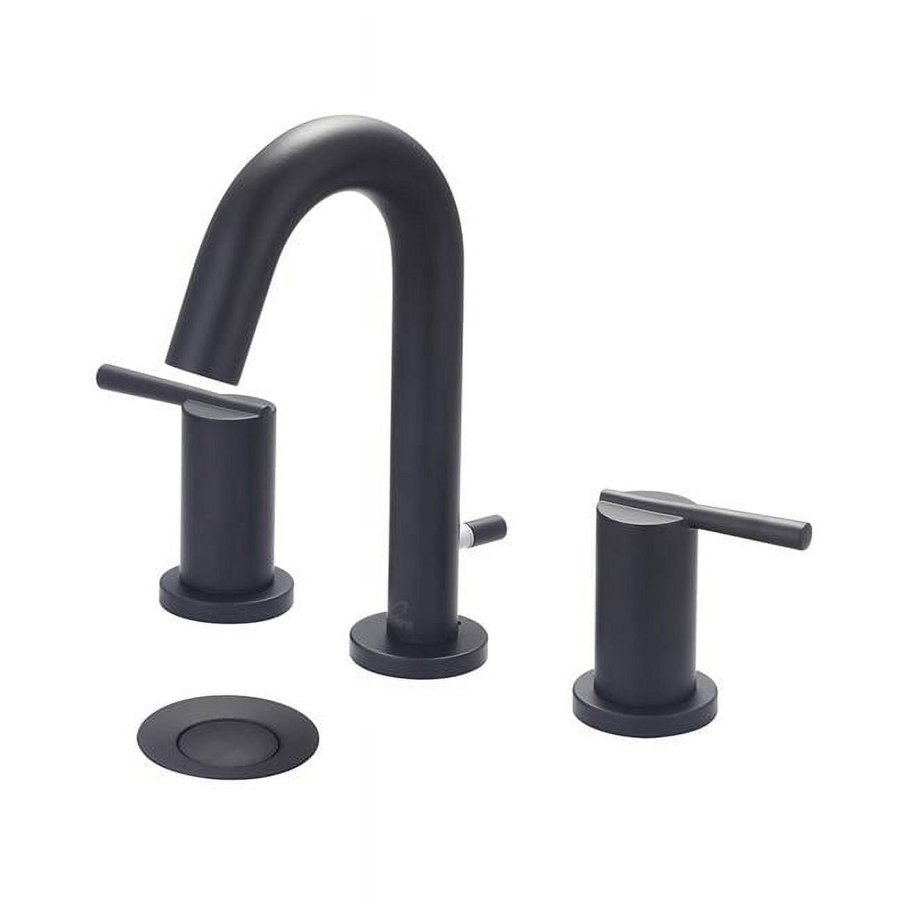 Matte Black Modern Widespread Bathroom Faucet with Drain Assembly