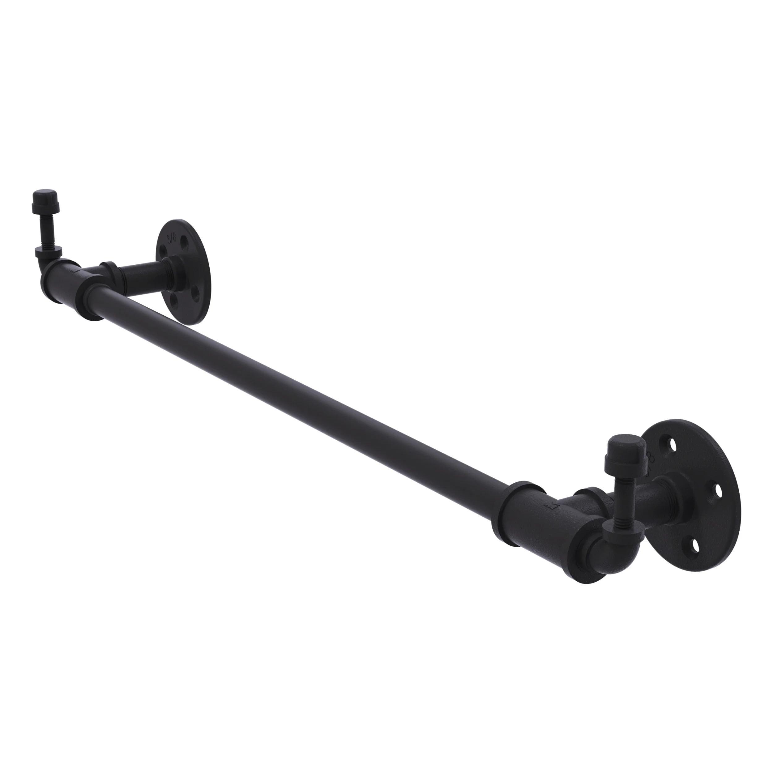 Matte Black Wall Mounted Towel Bar with Integrated Hooks