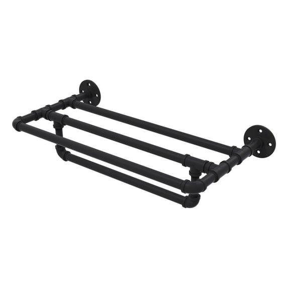 Pipeline Collection 30 Inch Wall Mounted Towel Shelf with Towel Bar
