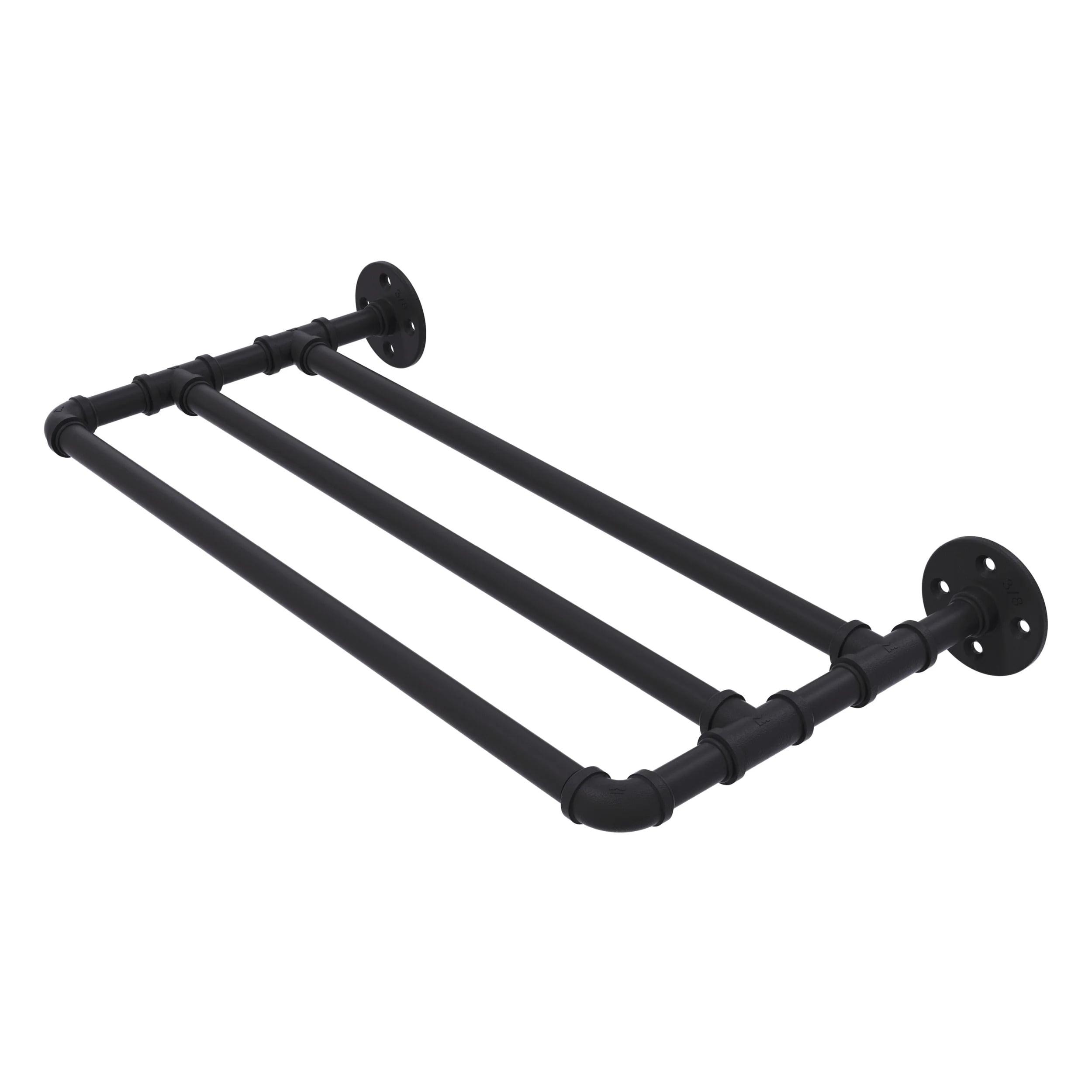 Matte Black Industrial Iron Wall Mounted Towel Shelf