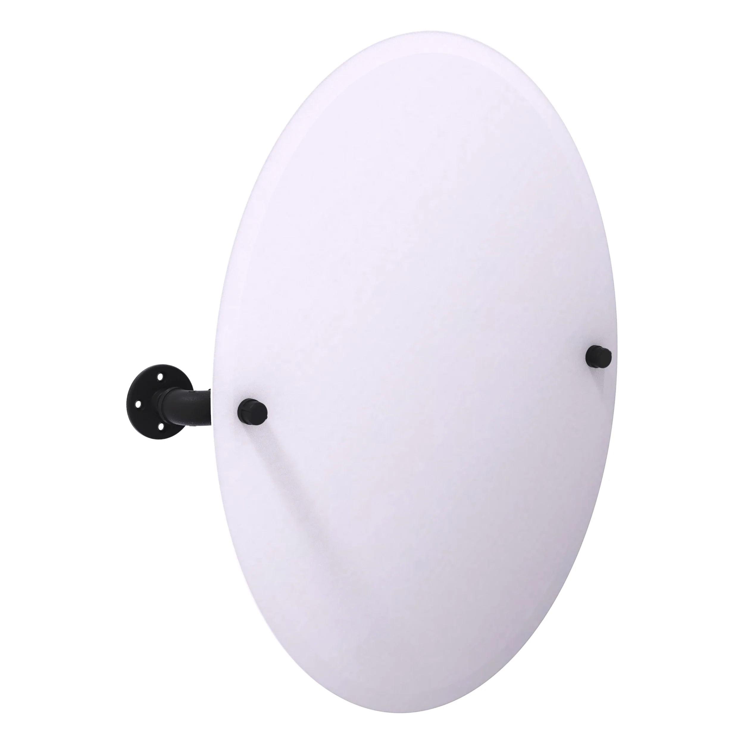 Black Frameless Oval Wall Mounted Tilt Mirror