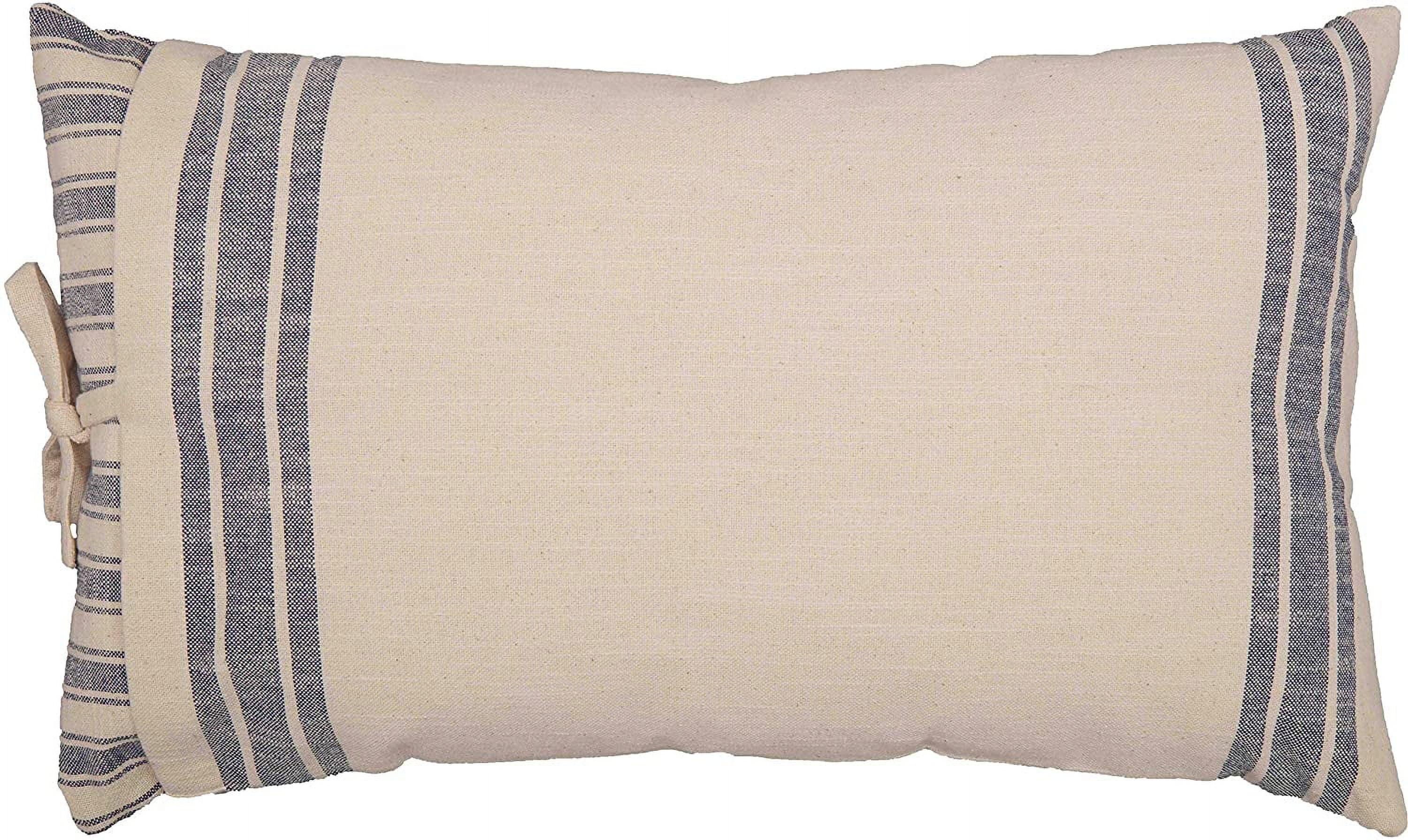 Blue and Beige Cotton Ticking Stripe Pillow Cover 15" x 25"