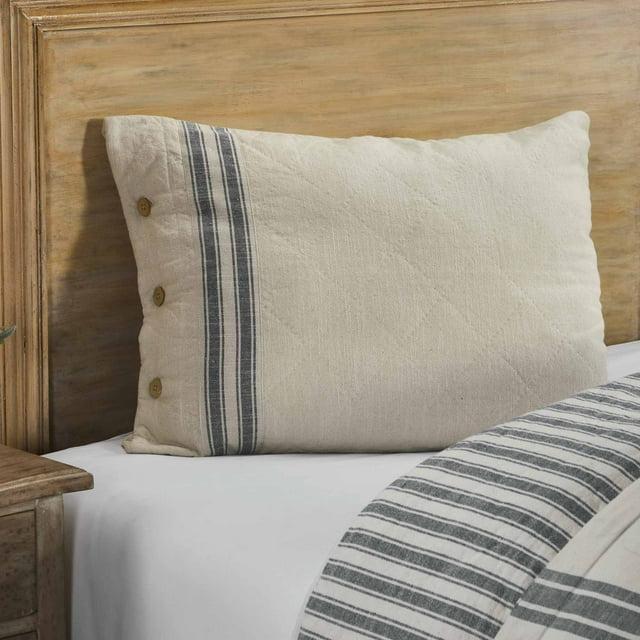 Piper Classics Market Place Gray Ticking Stripe Standard Size Pillow Sham