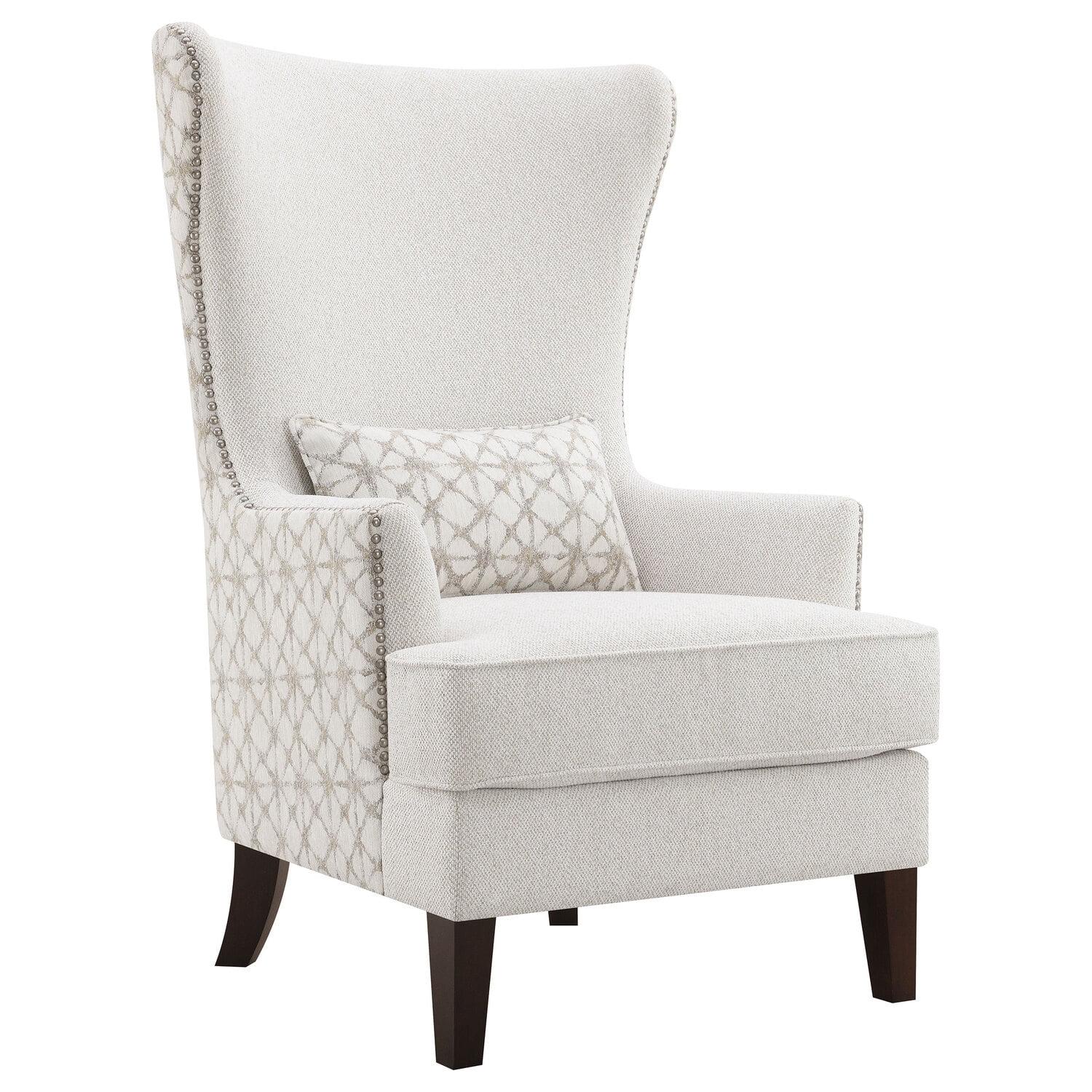 Latte Geometric Upholstered Wingback Accent Chair