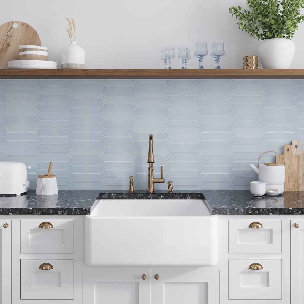 Stone Blue Matte Ceramic Picket Wall and Floor Tile