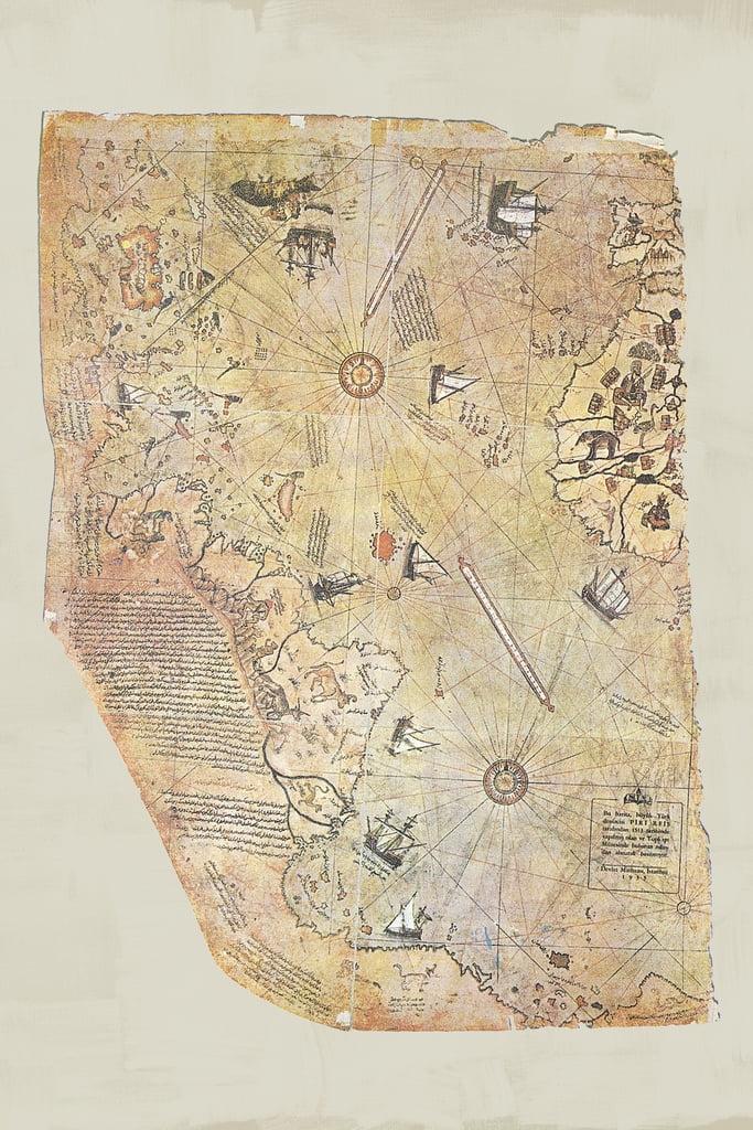 Piri Reis 1513 Historical World Map Travel World Map with Cities in Detail Map Posters for Wall Map Art Wall Decor Geographical Illustration Travel Destinations Cool Wall Art Print Poster 12x18