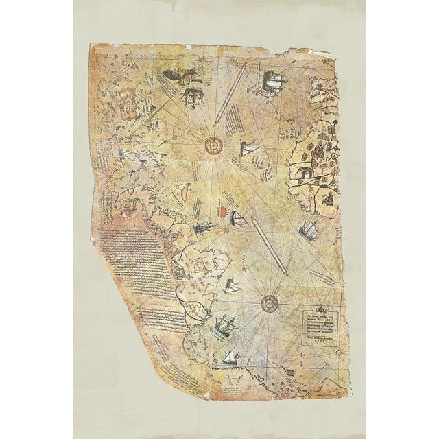 Piri Reis 1513 Historical World Map Travel World Map with Cities in Detail Map Posters for Wall Map Art Wall Decor Geographical Illustration Travel Destinations Cool Wall Art Print Poster 12x18