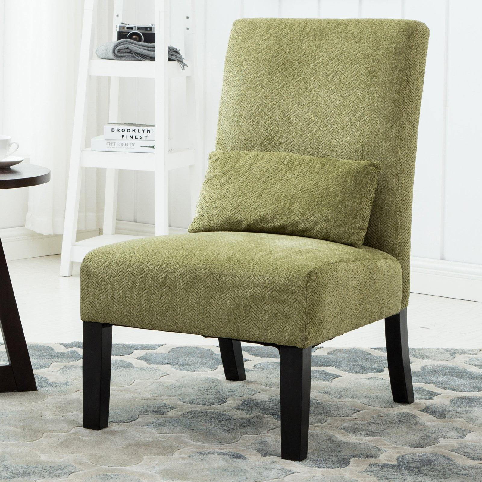 Contemporary Slipper Accent Chair in Green with Espresso Wood Finish