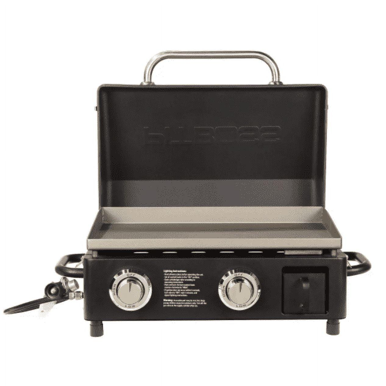 Portable Black Stainless Steel 2-Burner Gas Griddle