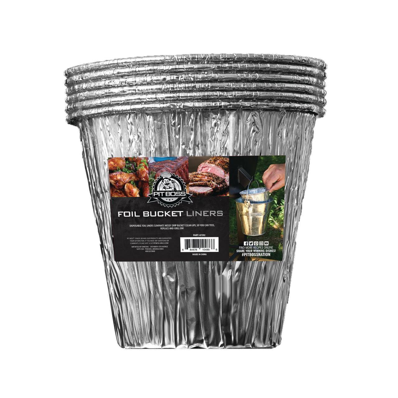 Pit Boss Silver Aluminum Foil Bucket Liners - 6 Pack