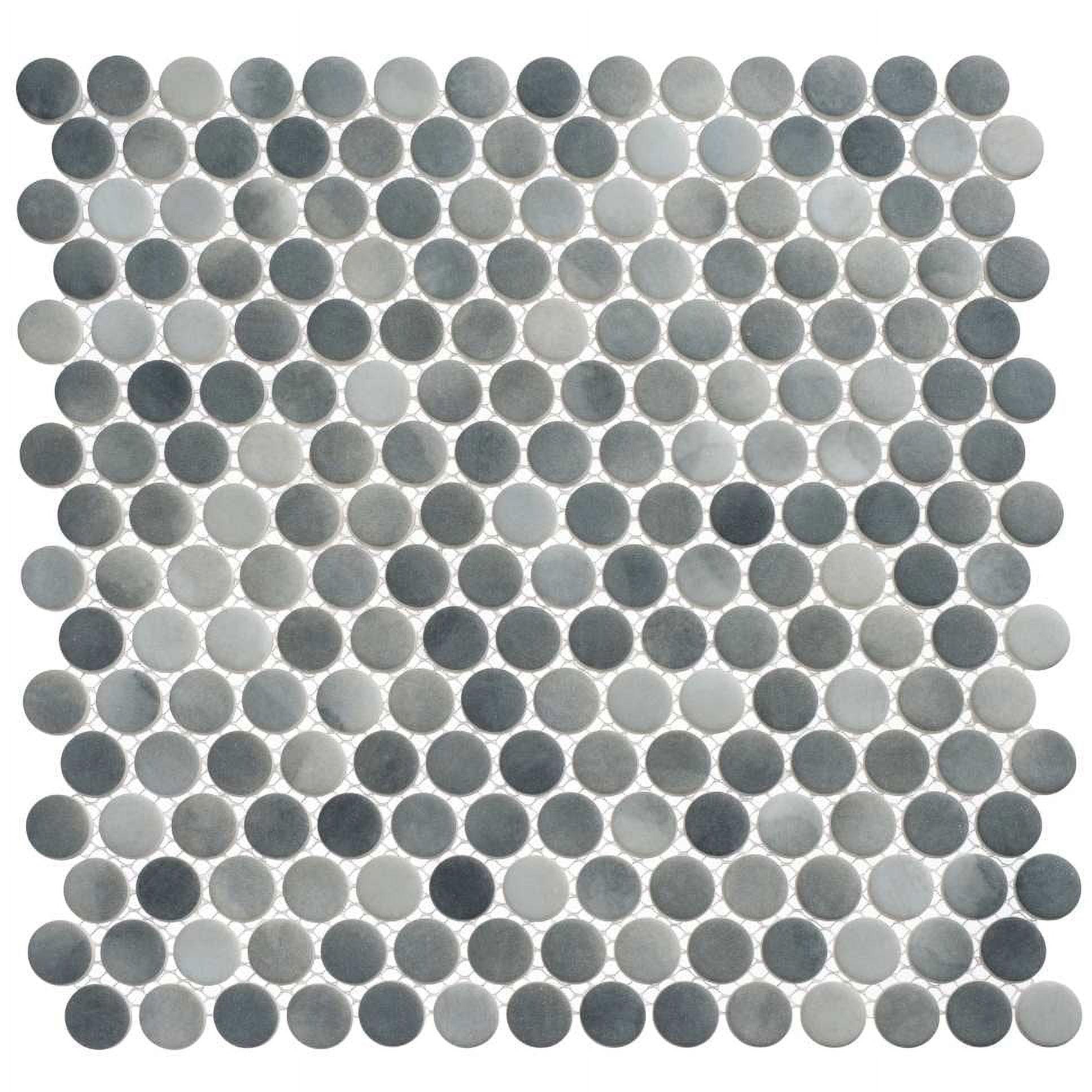 Pixie 12" x 12" Char Glass Penny Round Mosaic Tile