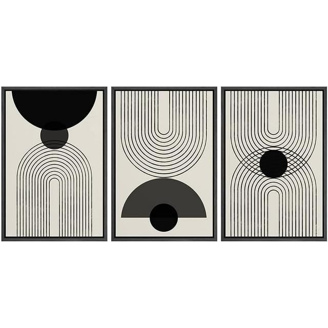 SIGNLEADER Mid-Century Modern Black And White Minimalist Abstract Home Decor Framed Wall Art Work Canvas Print