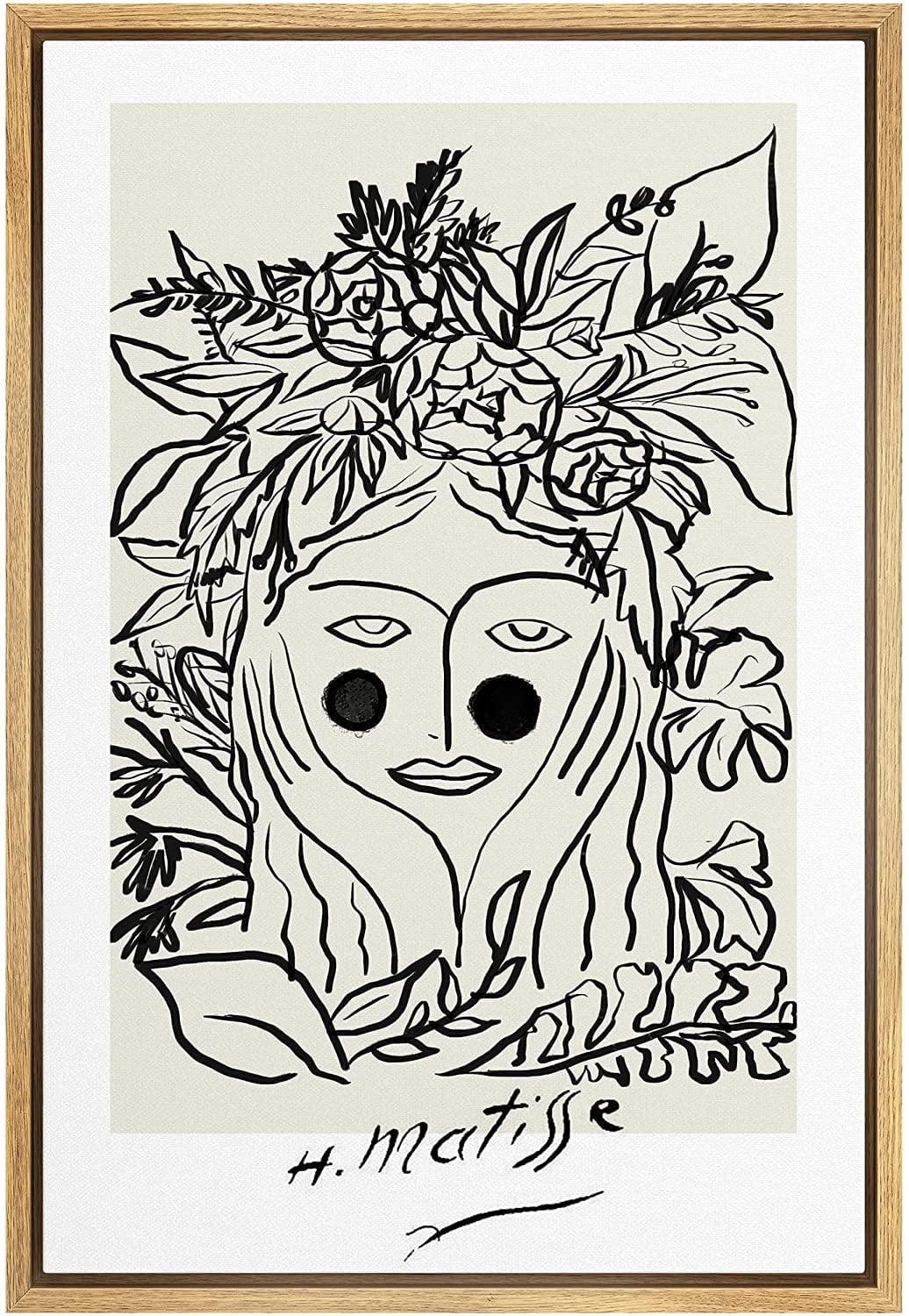 SIGNLEADER Abstract Black Floral Woman Artwork Modern Wall Art Framed Canvas by Henri Matisse Painting Print