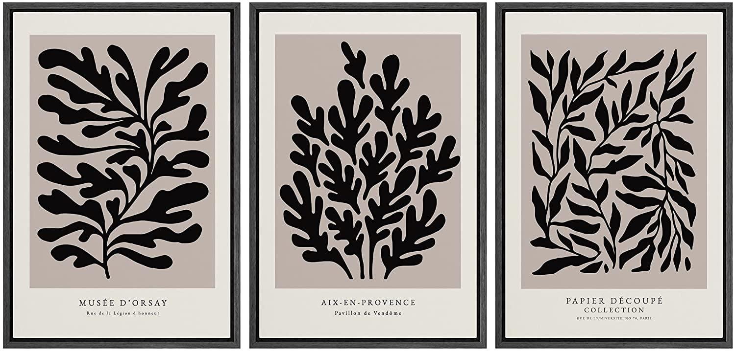 SIGNLEADER " Papier Decoupe Collection French Retro Art Decor Flower Plants " by Henri Matisse 3 - Pieces