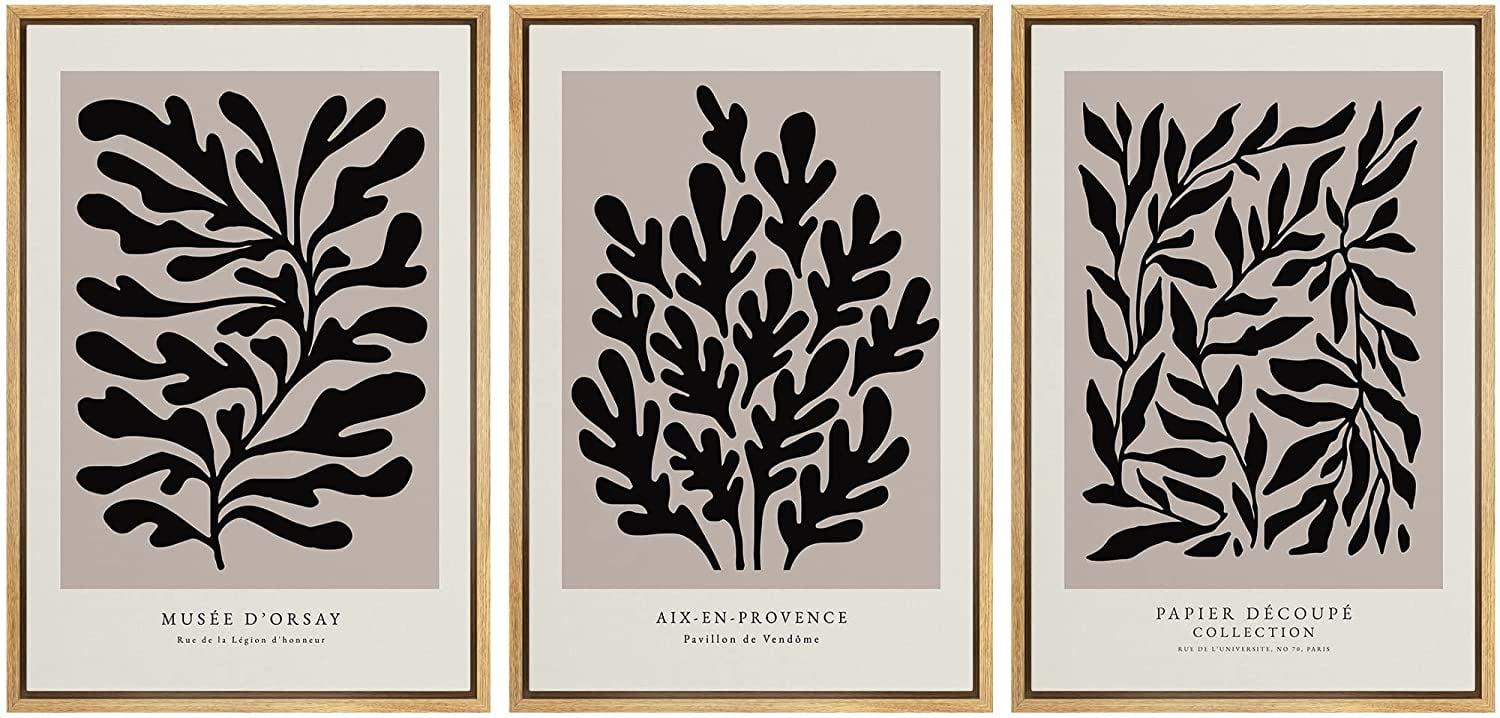 SIGNLEADER " Papier Decoupe Collection French Retro Art Decor Flower Plants " by Henri Matisse 3 - Pieces