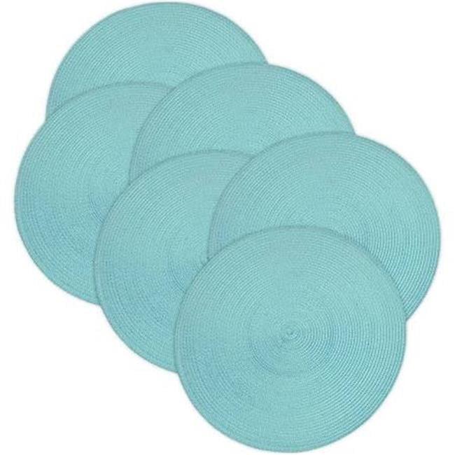 Aqua Woven Round Placemats Set of 6, 14.75"