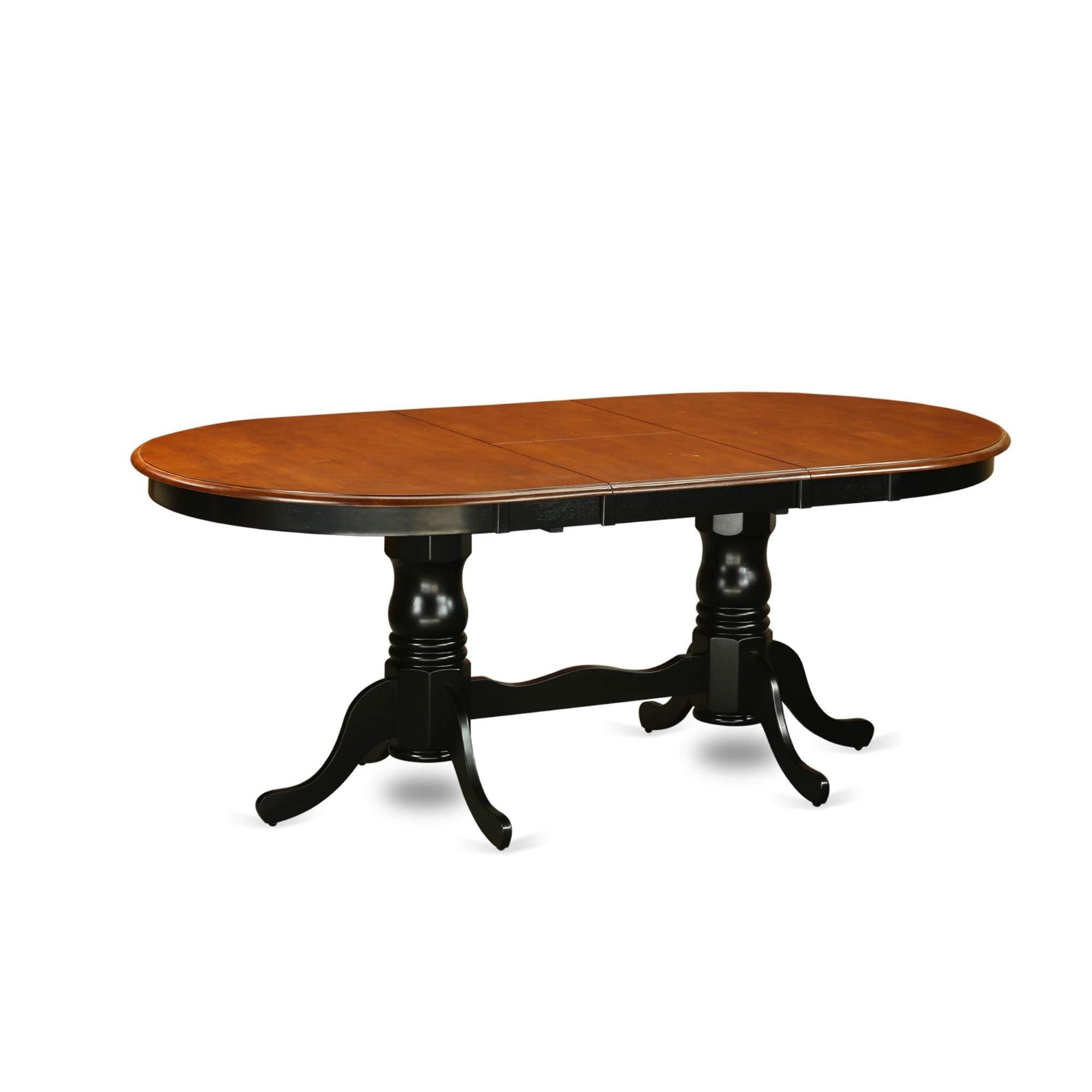 Plainville Dining Table - Charming Country Casual Design, Expandable to 78 Inches, Black & Cherry Color Scheme, Vintage-Inspired Legs.