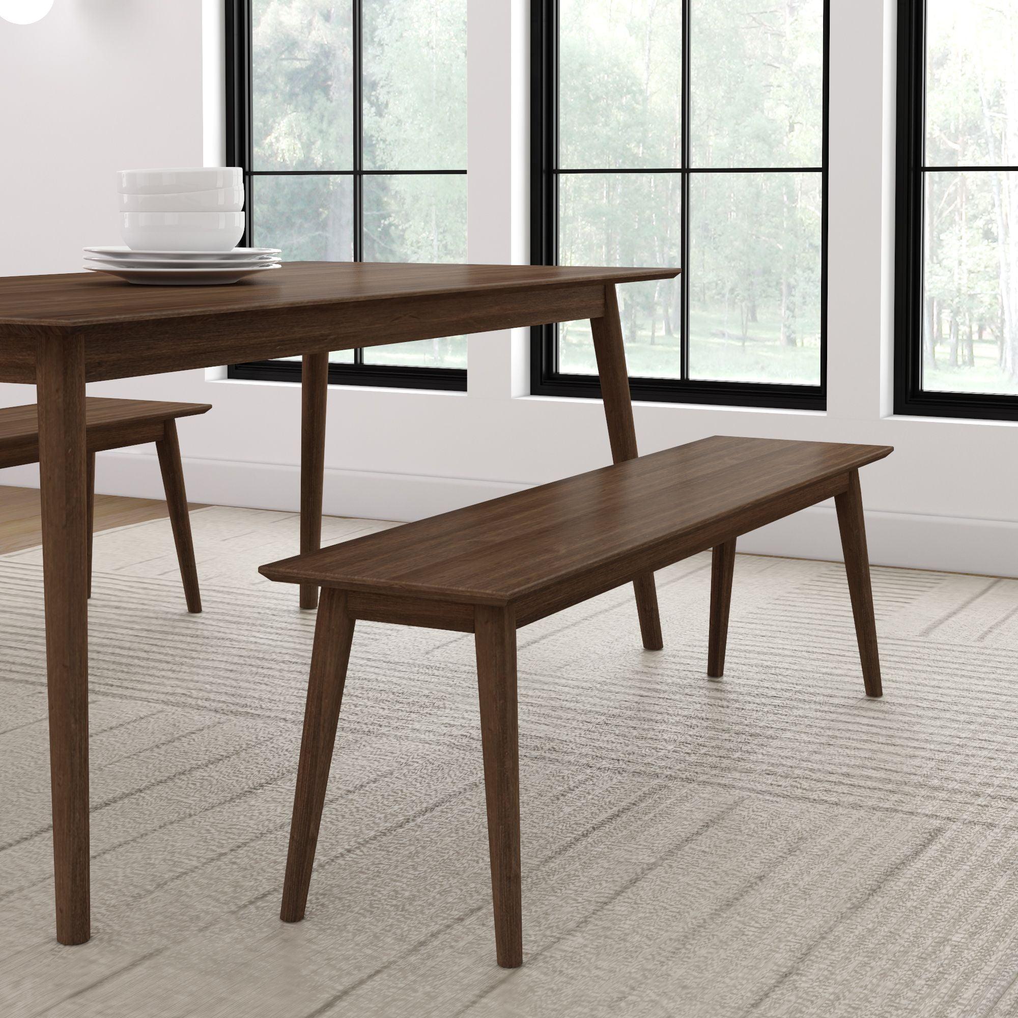 Plank+Beam 59" Mid Century Modern Solid Wood Dining Bench, Entryway Bench, Dining Room Bench, Walnut