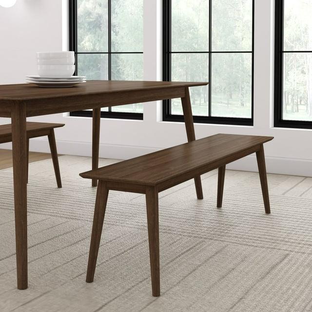 Plank+Beam 59" Mid Century Modern Solid Wood Dining Bench, Entryway Bench, Dining Room Bench, Walnut