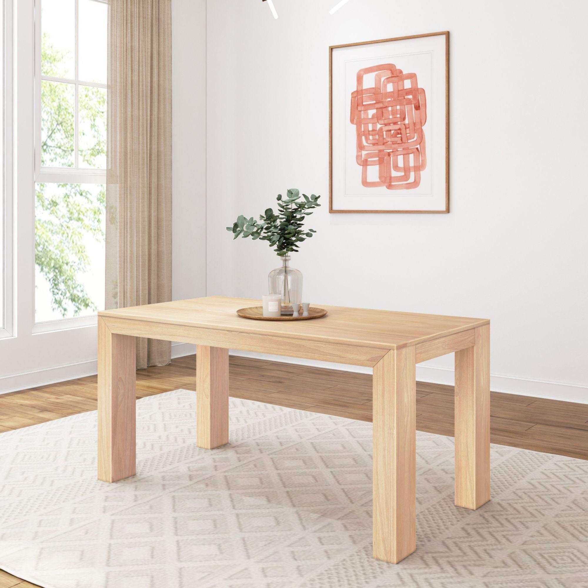 Plank+Beam 60" Modern Dining Table for 4, Solid Wood Rectangular Kitchen Table, Blonde Wirebrush