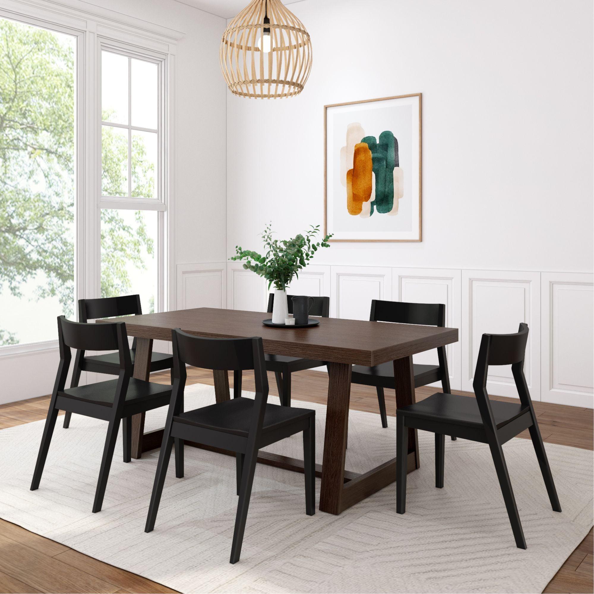 Plank+Beam 72" Classic Solid Wood Dining Table Set + 6 Chairs