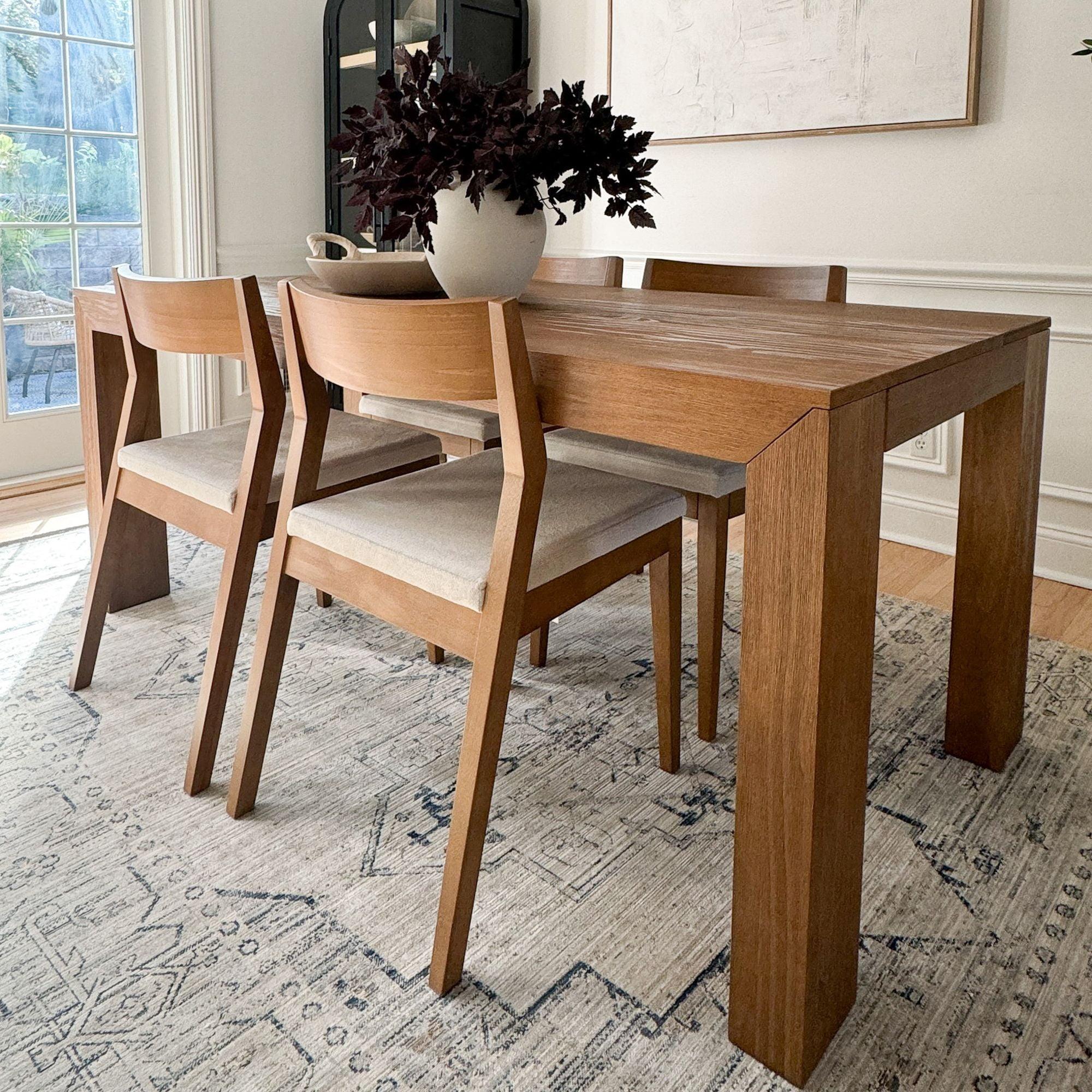 Plank+Beam 72" Modern Dining Table for 6, Solid Wood Rectangular Dining Table for Kitchen/Dining Room, Pecan Wirebrush