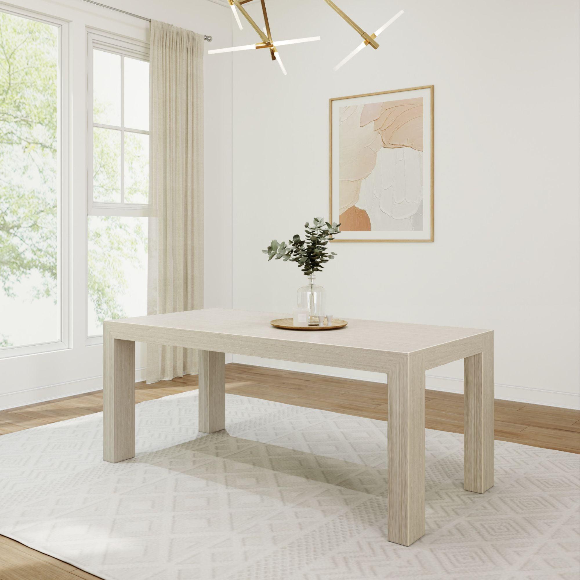 Plank+Beam 72" Modern Dining Table for 6, Solid Wood Rectangular Dining Table for Kitchen/Dining Room, Seashell Wirebrush