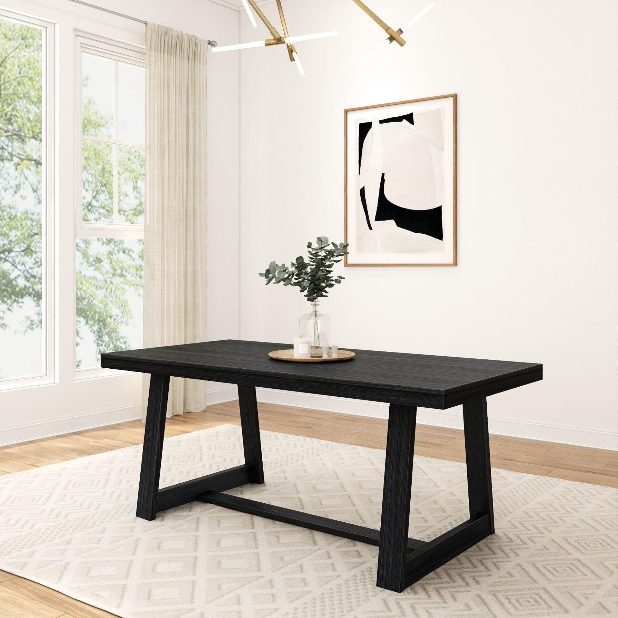 Plank+Beam Farmhouse 72" Dining Table, Solid Wood Rectangular Kitchen Table for 6 People