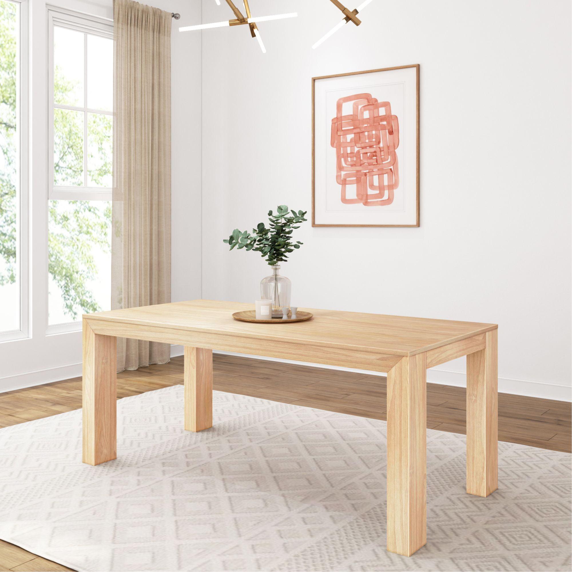 Blonde Wirebrush Solid Wood Rectangular Dining Table for 6