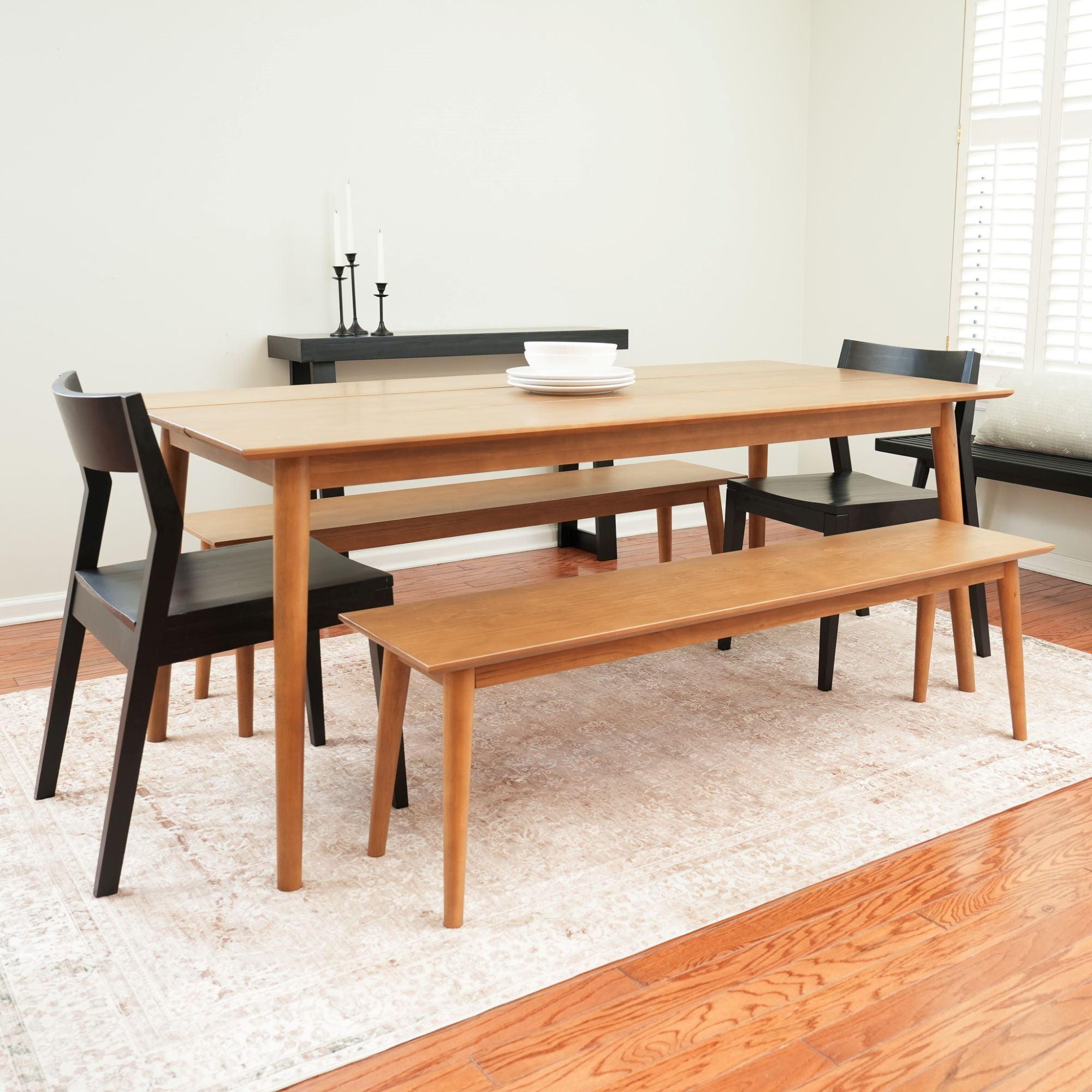 Plank+Beam 72" Mid Century Modern Dining Table, Solid Wood Kitchen & Dining Room Table for 6, Pecan